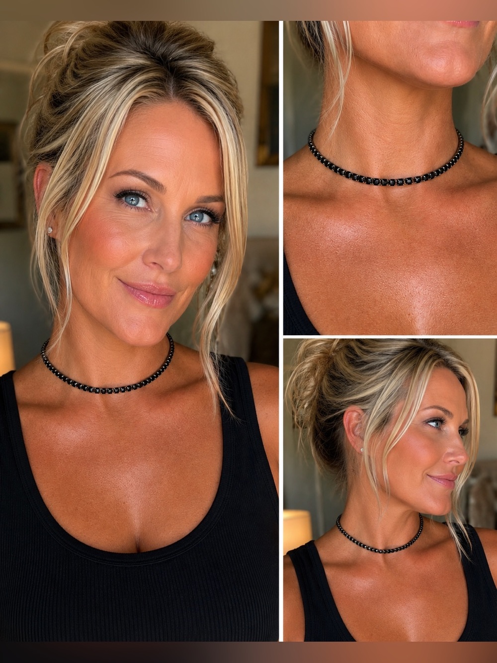 Vintage Black Rhinestone Choker Necklace 🖤✨